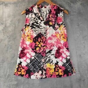 Christopher & Banks Women’s Sleeveless Blouse S Multicolor Floral Stretch Casual